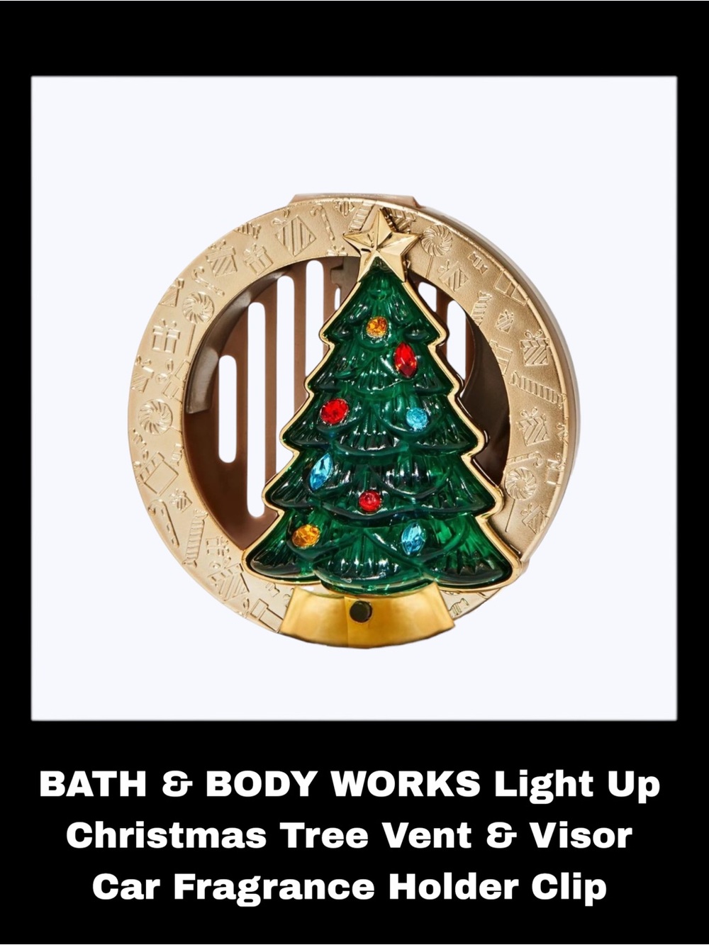 BATH & BODY WORKS Light Up Christmas Tree Vent & Visor Car Fragrance Holder Clip